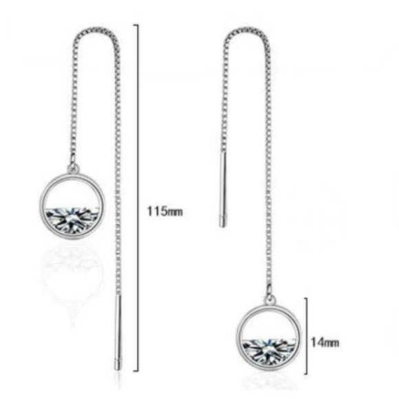 NEW Sterling Silver Diamond Water Drop Earrings - Picture 4 of 4